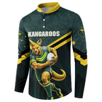 Personalised Kangaroos Rugby Button Sweatshirt Australia Rugby Mascot Green Gold Sport