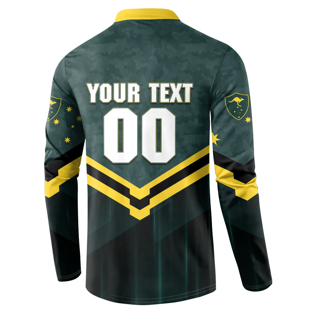 Personalised Kangaroos Rugby Button Sweatshirt Australia Rugby Mascot Green Gold Sport