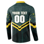 Personalised Kangaroos Rugby Button Sweatshirt Australia Rugby Mascot Green Gold Sport