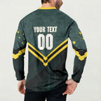 Personalised Kangaroos Rugby Button Sweatshirt Australia Rugby Mascot Green Gold Sport