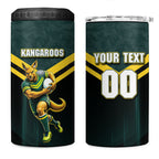 Personalised Kangaroos Rugby 4 in 1 Can Cooler Tumbler Australia Rugby Mascot Green Gold Sport
