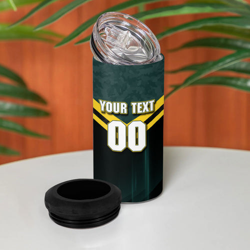 Personalised Kangaroos Rugby 4 in 1 Can Cooler Tumbler Australia Rugby Mascot Green Gold Sport