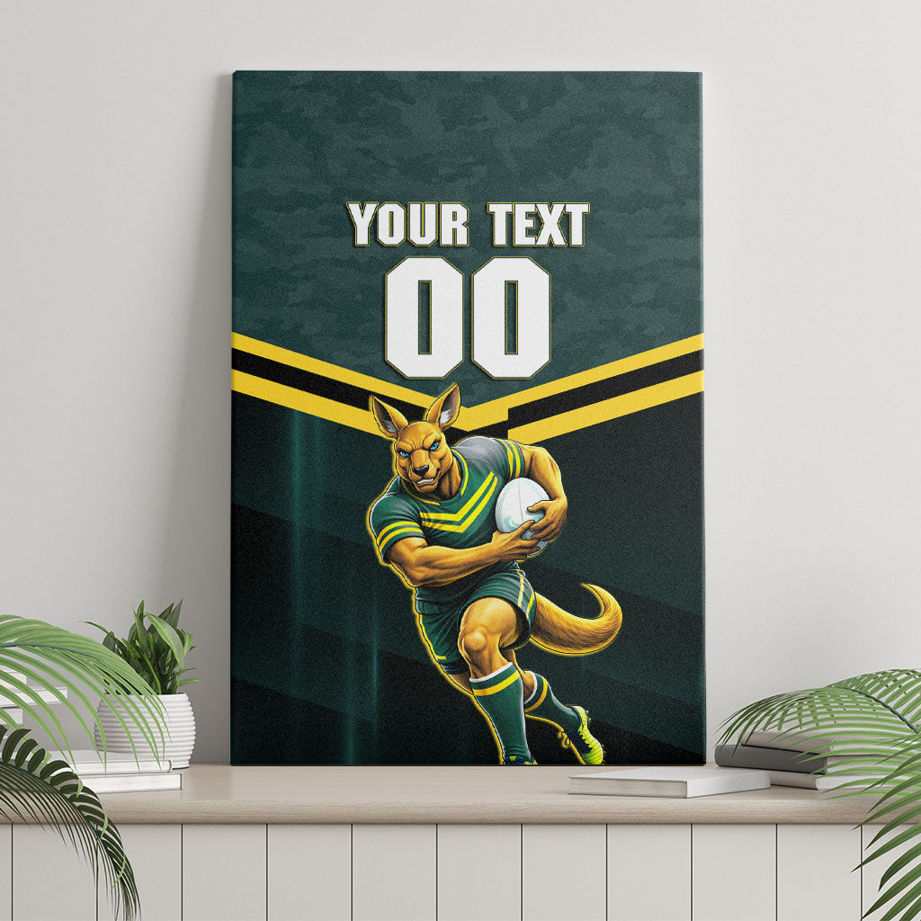 Personalised Kangaroos Rugby Canvas Wall Art Australia Rugby Mascot Green Gold Sport