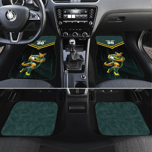 Personalised Kangaroos Rugby Car Mats Australia Rugby Mascot Green Gold Sport