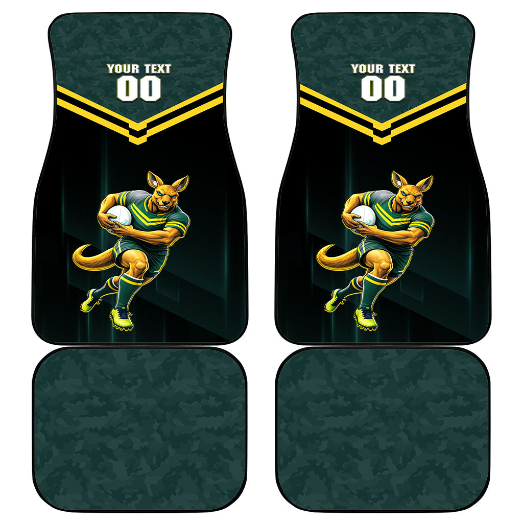 Personalised Kangaroos Rugby Car Mats Australia Rugby Mascot Green Gold Sport