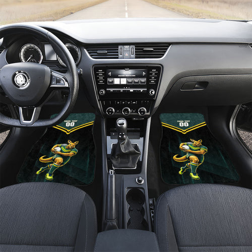 Personalised Kangaroos Rugby Car Mats Australia Rugby Mascot Green Gold Sport