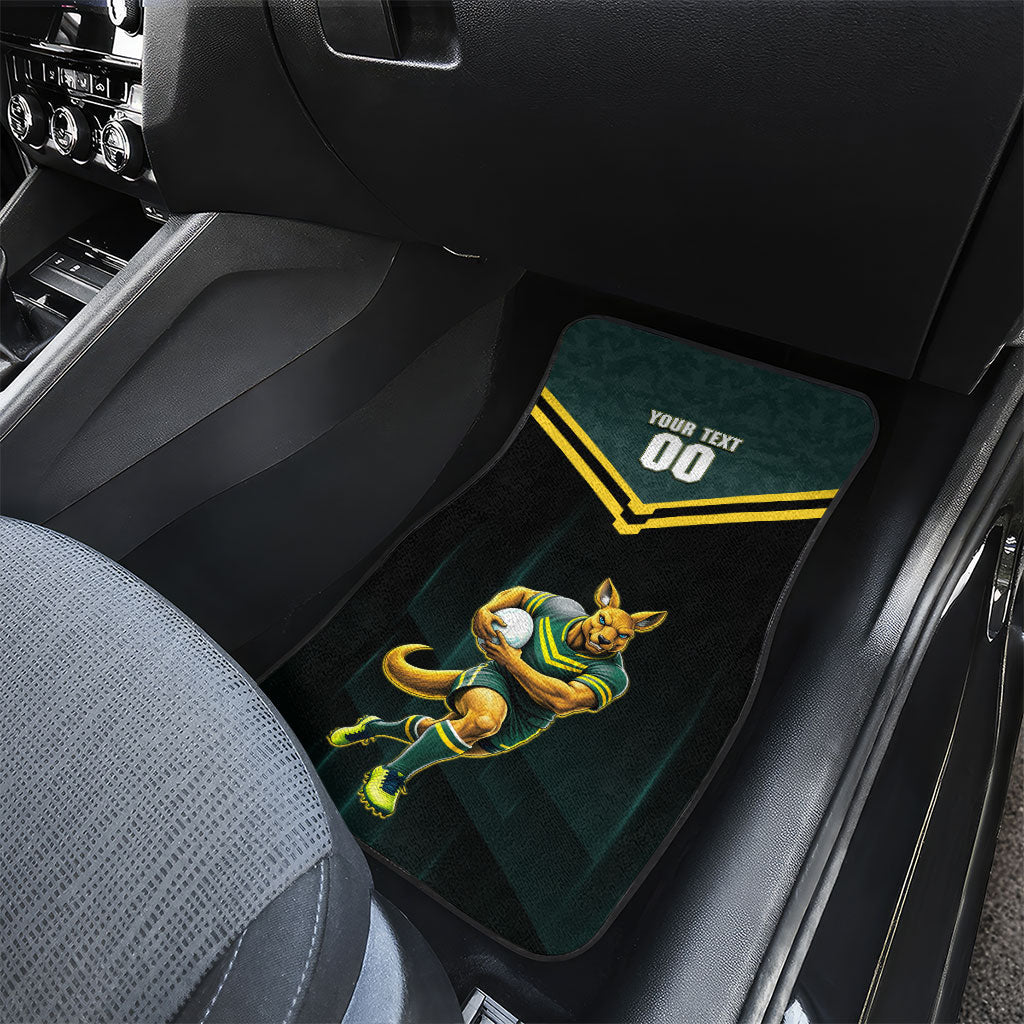 Personalised Kangaroos Rugby Car Mats Australia Rugby Mascot Green Gold Sport