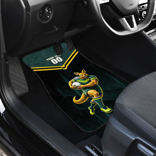 Personalised Kangaroos Rugby Car Mats Australia Rugby Mascot Green Gold Sport