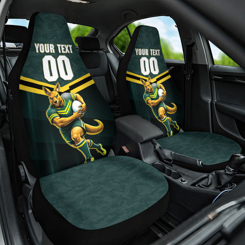 Personalised Kangaroos Rugby Car Seat Cover Australia Rugby Mascot Green Gold Sport