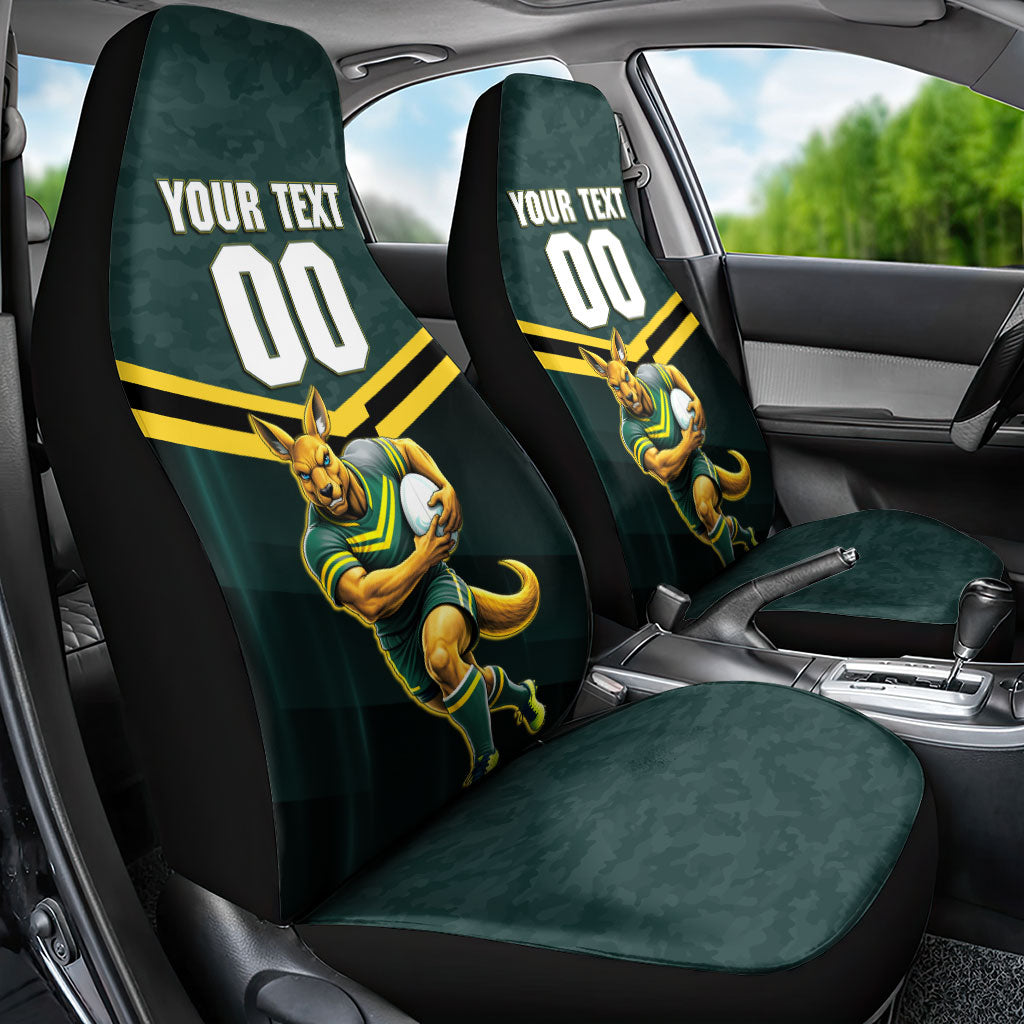 Personalised Kangaroos Rugby Car Seat Cover Australia Rugby Mascot Green Gold Sport