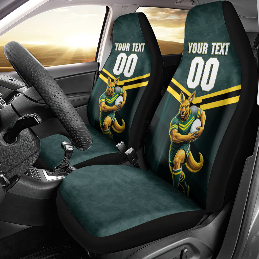 Personalised Kangaroos Rugby Car Seat Cover Australia Rugby Mascot Green Gold Sport