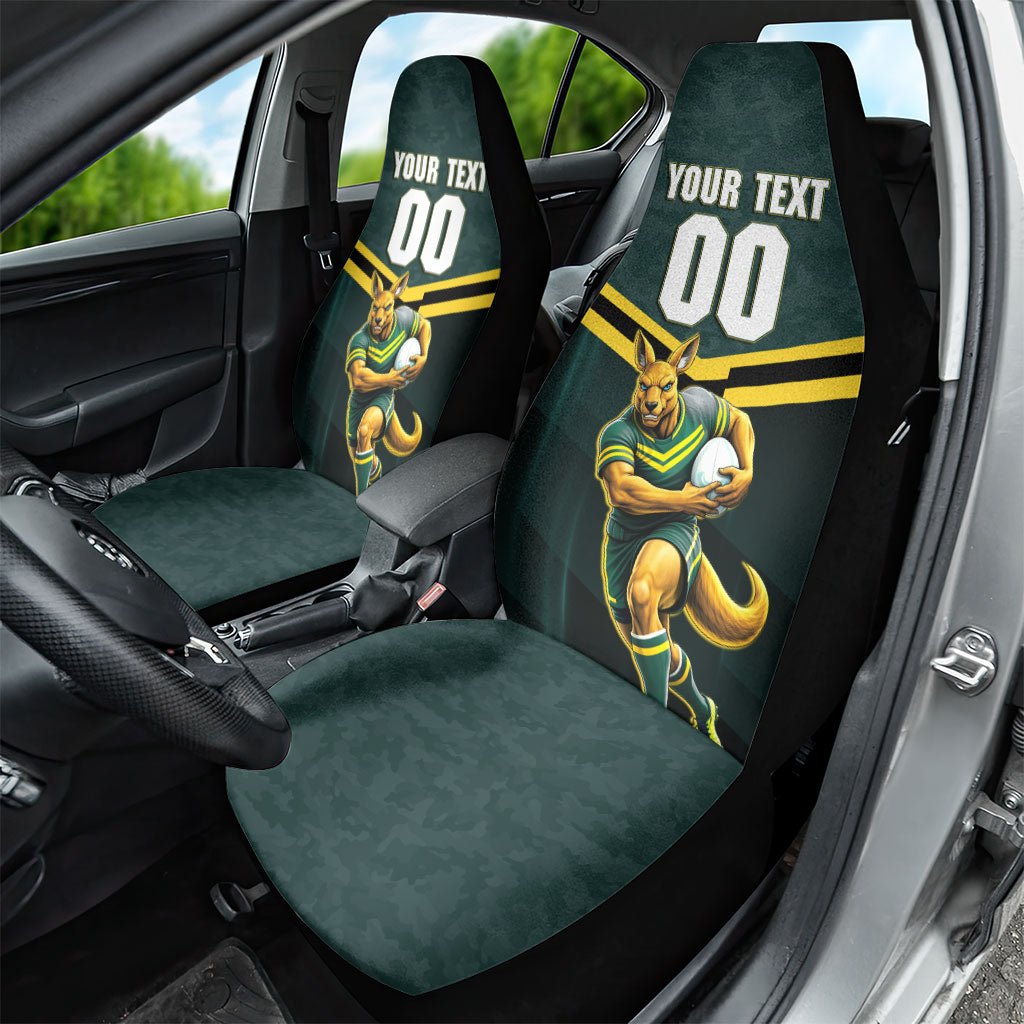Personalised Kangaroos Rugby Car Seat Cover Australia Rugby Mascot Green Gold Sport