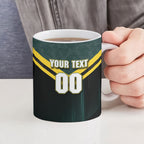 Personalised Kangaroos Rugby Ceramic Mug Australia Rugby Mascot Green Gold Sport