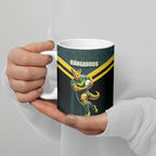 Personalised Kangaroos Rugby Ceramic Mug Australia Rugby Mascot Green Gold Sport