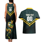 Personalised Kangaroos Rugby Couples Matching Tank Maxi Dress and Hawaiian Shirt Australia Rugby Mascot Green Gold Sport