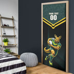 Personalised Kangaroos Rugby Door Cover Australia Rugby Mascot Green Gold Sport