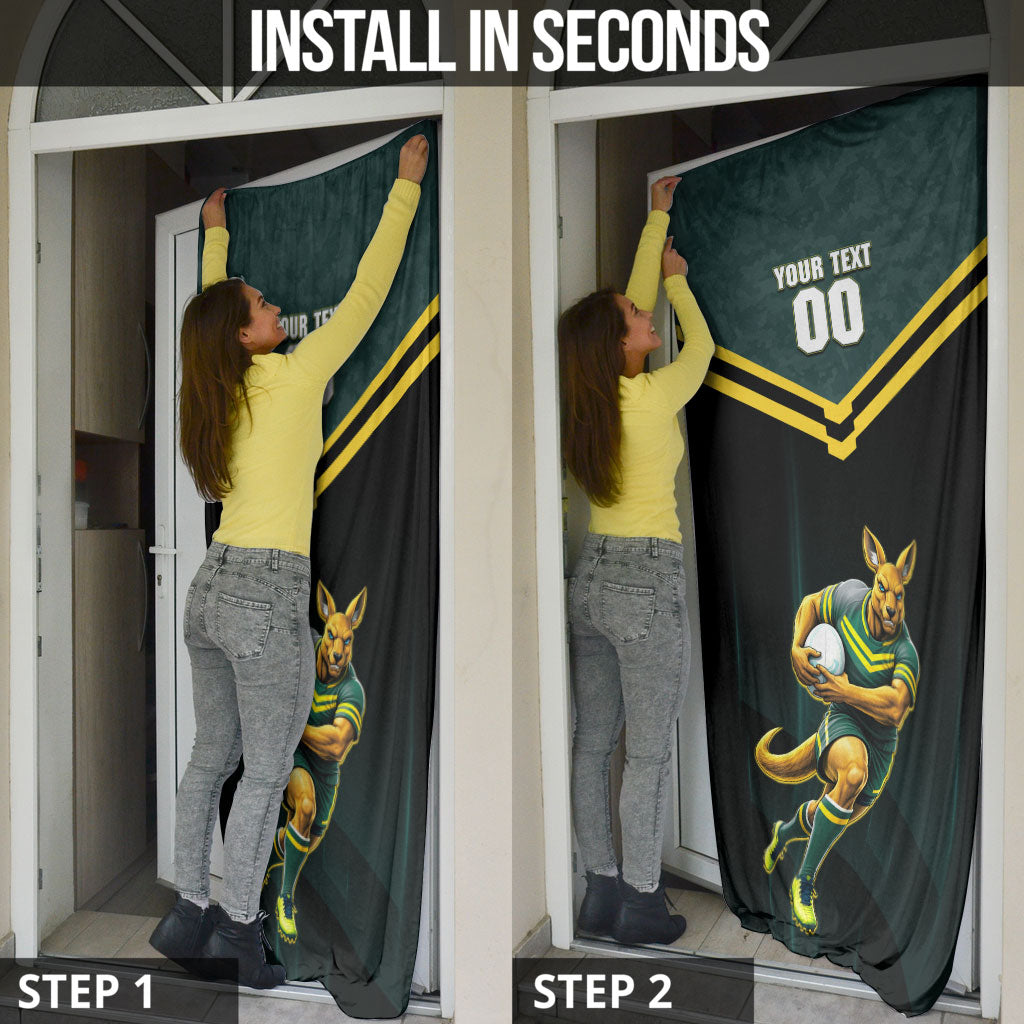 Personalised Kangaroos Rugby Door Cover Australia Rugby Mascot Green Gold Sport