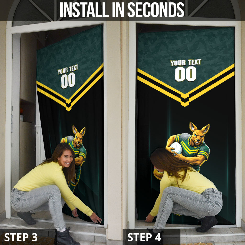 Personalised Kangaroos Rugby Door Cover Australia Rugby Mascot Green Gold Sport