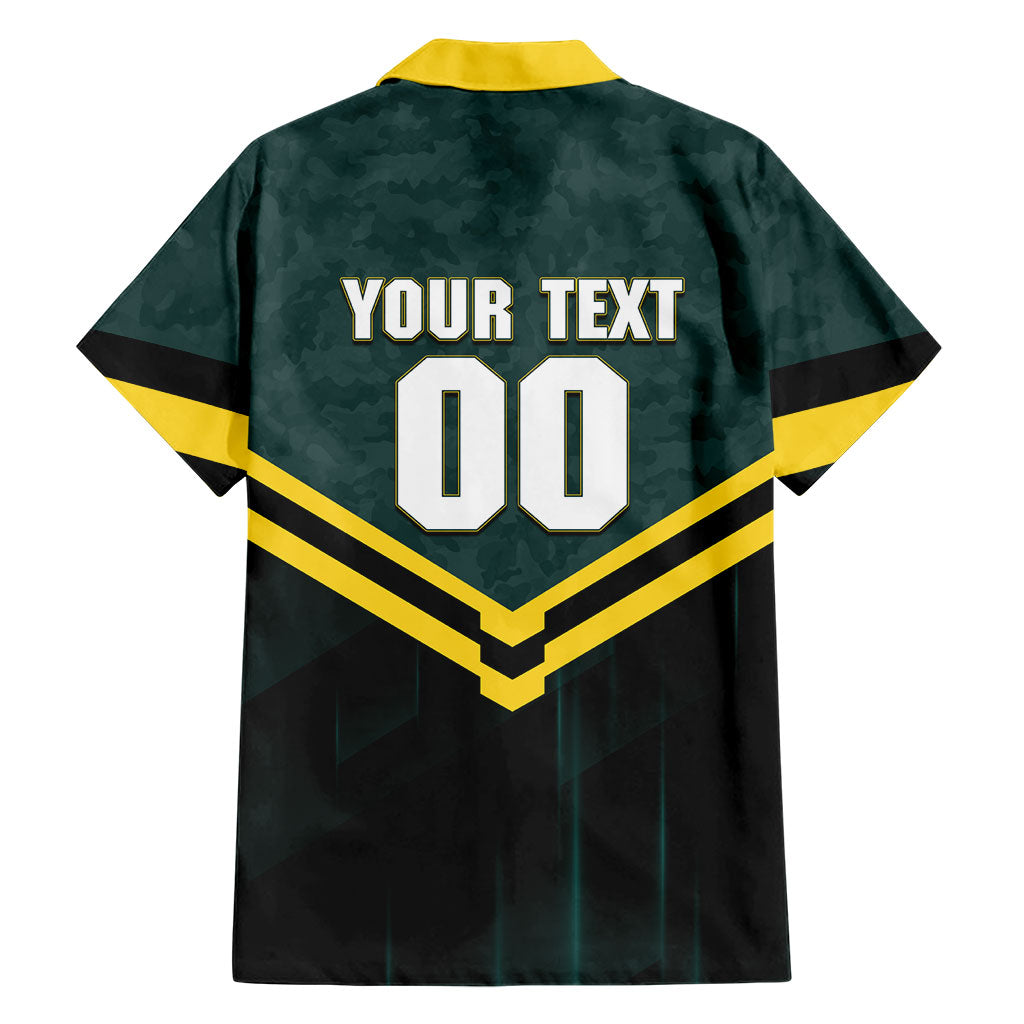 Personalised Kangaroos Rugby Family Matching Mermaid Dress and Hawaiian Shirt Australia Rugby Mascot Green Gold Sport