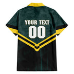 Personalised Kangaroos Rugby Family Matching Mermaid Dress and Hawaiian Shirt Australia Rugby Mascot Green Gold Sport