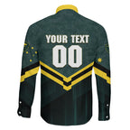 Personalised Kangaroos Rugby Family Matching Mermaid Dress and Hawaiian Shirt Australia Rugby Mascot Green Gold Sport