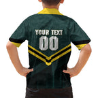 Personalised Kangaroos Rugby Family Matching Tank Maxi Dress and Hawaiian Shirt Australia Rugby Mascot Green Gold Sport