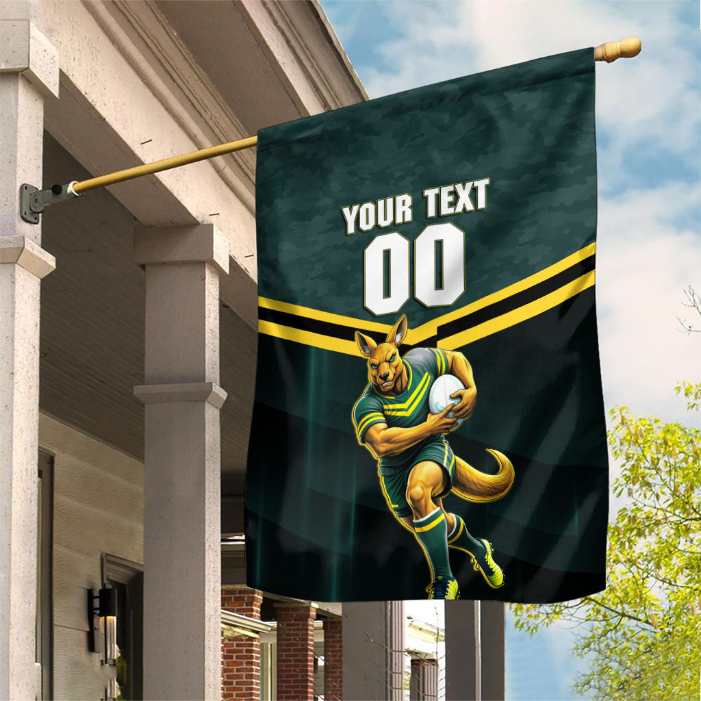 Personalised Kangaroos Rugby Garden Flag Australia Rugby Mascot Green Gold Sport