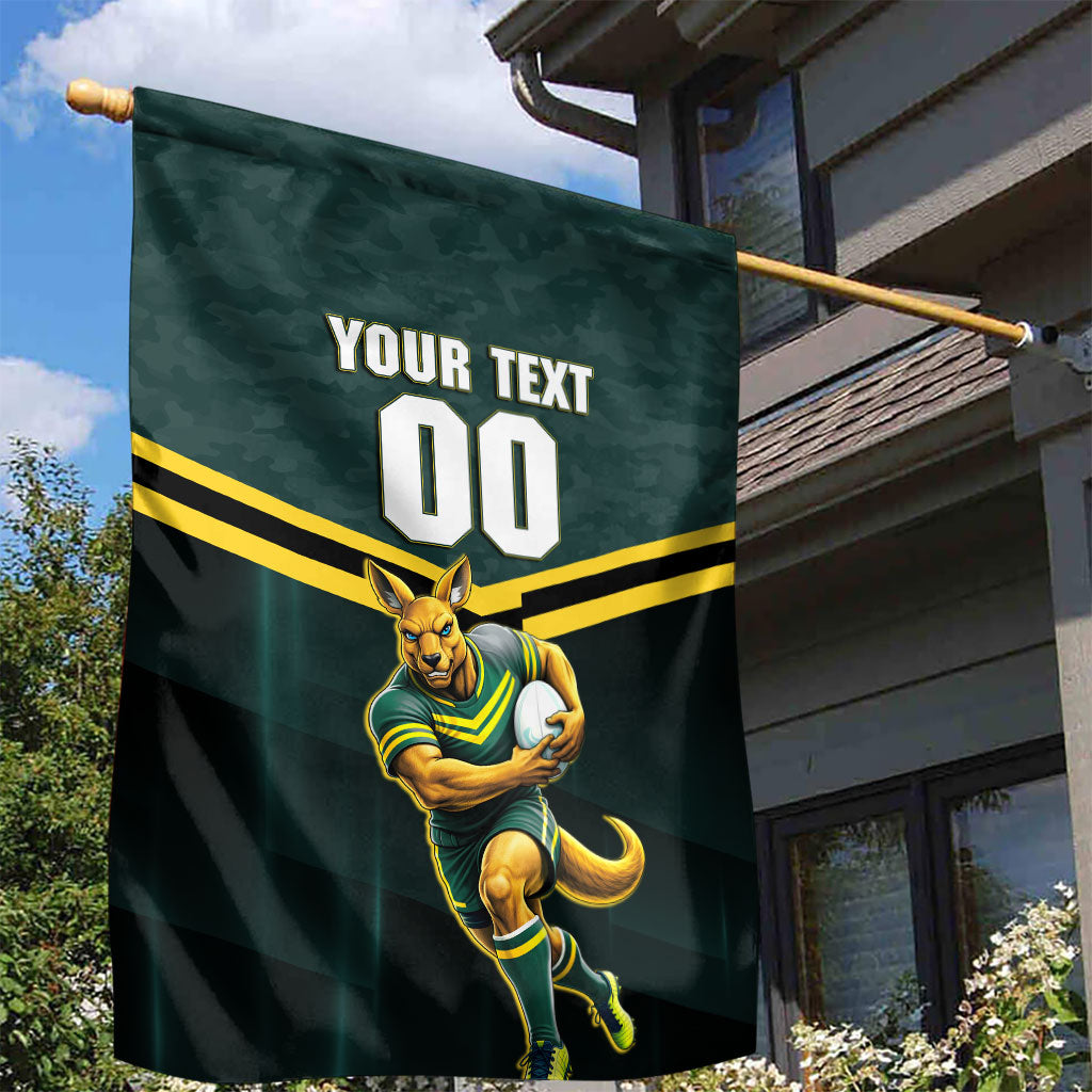 Personalised Kangaroos Rugby Garden Flag Australia Rugby Mascot Green Gold Sport