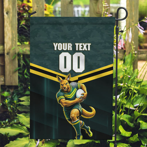 Personalised Kangaroos Rugby Garden Flag Australia Rugby Mascot Green Gold Sport