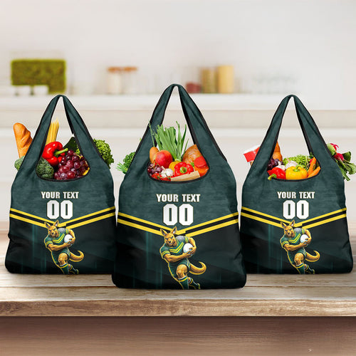 Personalised Kangaroos Rugby Grocery Bag Australia Rugby Mascot Green Gold Sport