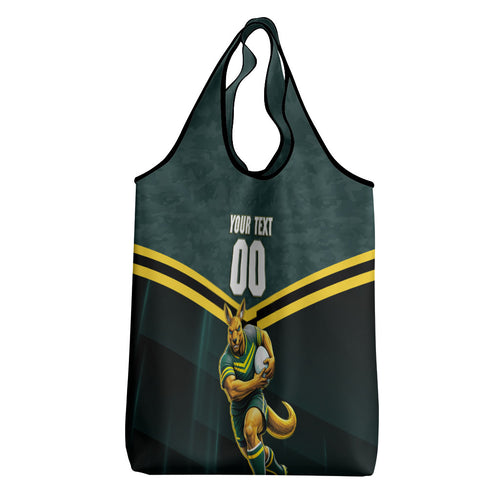 Personalised Kangaroos Rugby Grocery Bag Australia Rugby Mascot Green Gold Sport