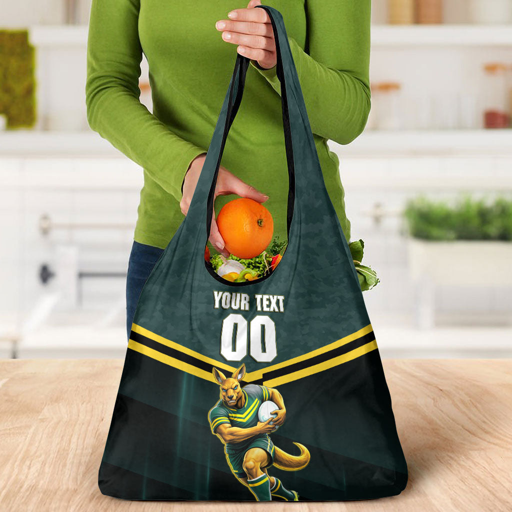 Personalised Kangaroos Rugby Grocery Bag Australia Rugby Mascot Green Gold Sport