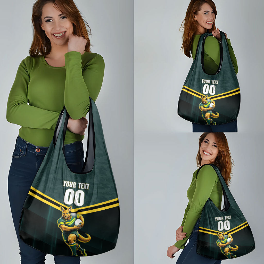 Personalised Kangaroos Rugby Grocery Bag Australia Rugby Mascot Green Gold Sport