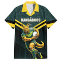 Personalised Kangaroos Rugby Hawaiian Shirt Australia Rugby Mascot Green Gold Sport