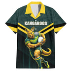 Personalised Kangaroos Rugby Hawaiian Shirt Australia Rugby Mascot Green Gold Sport