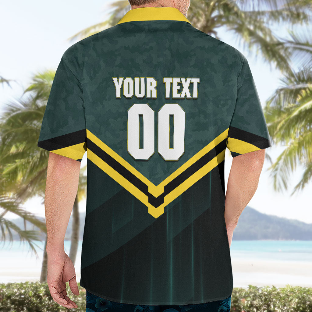Personalised Kangaroos Rugby Hawaiian Shirt Australia Rugby Mascot Green Gold Sport