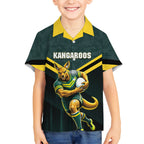 Personalised Kangaroos Rugby Hawaiian Shirt Australia Rugby Mascot Green Gold Sport