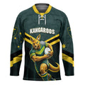 Personalised Kangaroos Rugby Hockey Jersey Australia Rugby Mascot Green Gold Sport