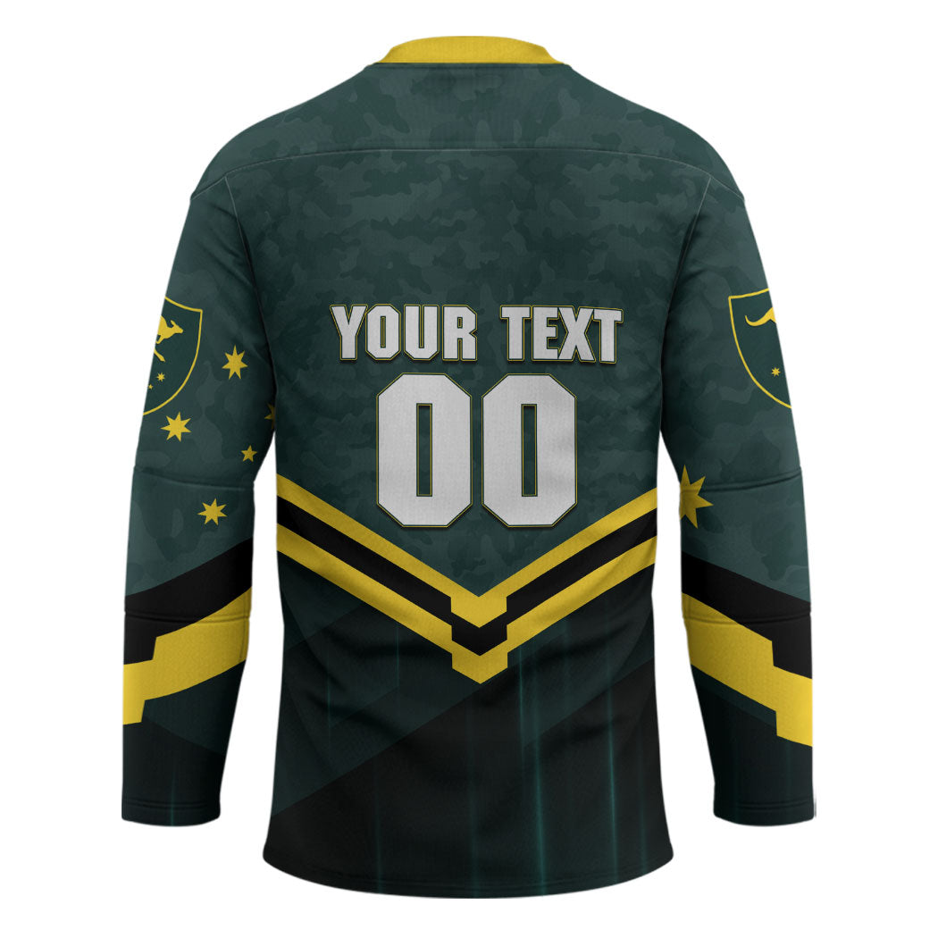 Personalised Kangaroos Rugby Hockey Jersey Australia Rugby Mascot Green Gold Sport