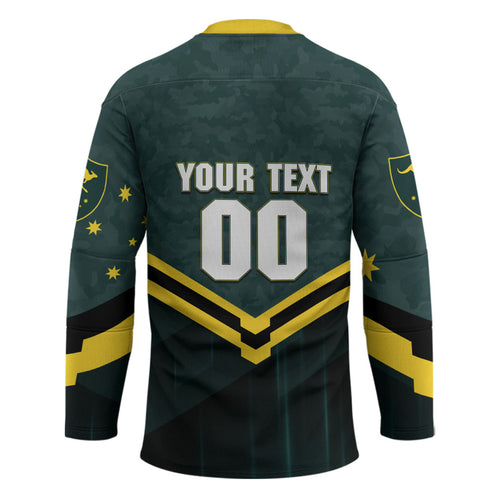 Personalised Kangaroos Rugby Hockey Jersey Australia Rugby Mascot Green Gold Sport