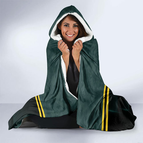 Personalised Kangaroos Rugby Hooded Blanket Australia Rugby Mascot Green Gold Sport