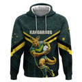 Personalised Kangaroos Rugby Hoodie Australia Rugby Mascot Green Gold Sport