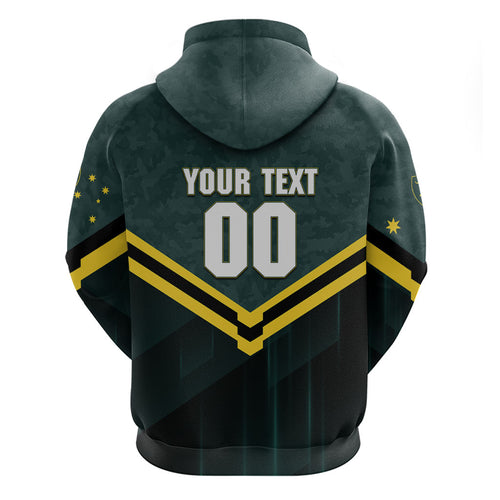 Personalised Kangaroos Rugby Hoodie Australia Rugby Mascot Green Gold Sport