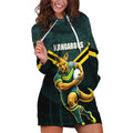 Personalised Kangaroos Rugby Hoodie Dress Australia Rugby Mascot Green Gold Sport