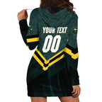 Personalised Kangaroos Rugby Hoodie Dress Australia Rugby Mascot Green Gold Sport