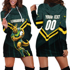 Personalised Kangaroos Rugby Hoodie Dress Australia Rugby Mascot Green Gold Sport