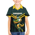 Personalised Kangaroos Rugby Kid Hawaiian Shirt Australia Rugby Mascot Green Gold Sport