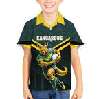 Personalised Kangaroos Rugby Kid Hawaiian Shirt Australia Rugby Mascot Green Gold Sport