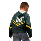 Personalised Kangaroos Rugby Kid Hoodie Australia Rugby Mascot Green Gold Sport
