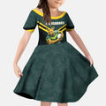 Personalised Kangaroos Rugby Kid Short Sleeve Dress Australia Rugby Mascot Green Gold Sport